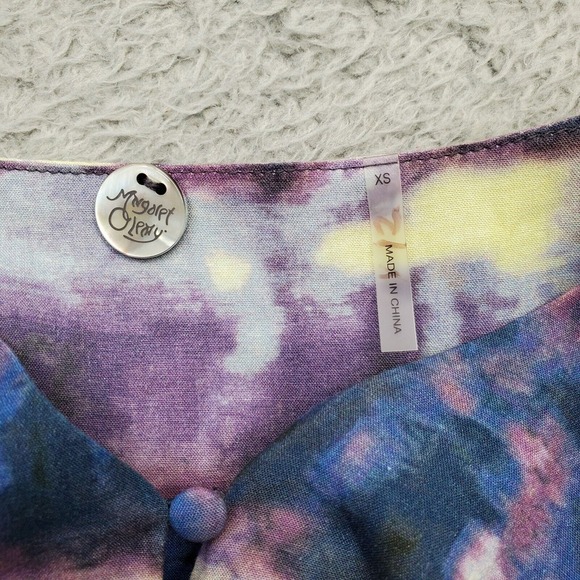 Margaret O'Leary Sheath Dress Womens XS Multi Tie Dye Ruffle Rayon Button Front - Picture 7 of 8